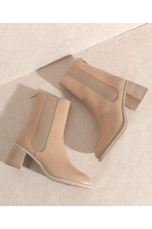 High Ankle Cream Heeled Boots