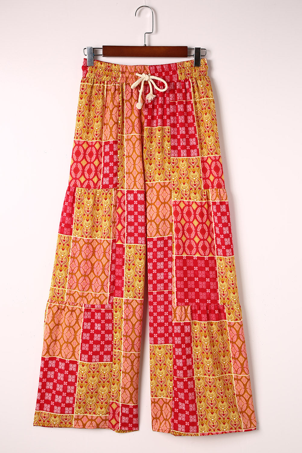 Bohemian Patchwork Drawstring Wide Leg Pants - MeraKy Vibes
