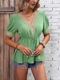 Contrast V-Neck Babydoll Top - MeraKy Vibes