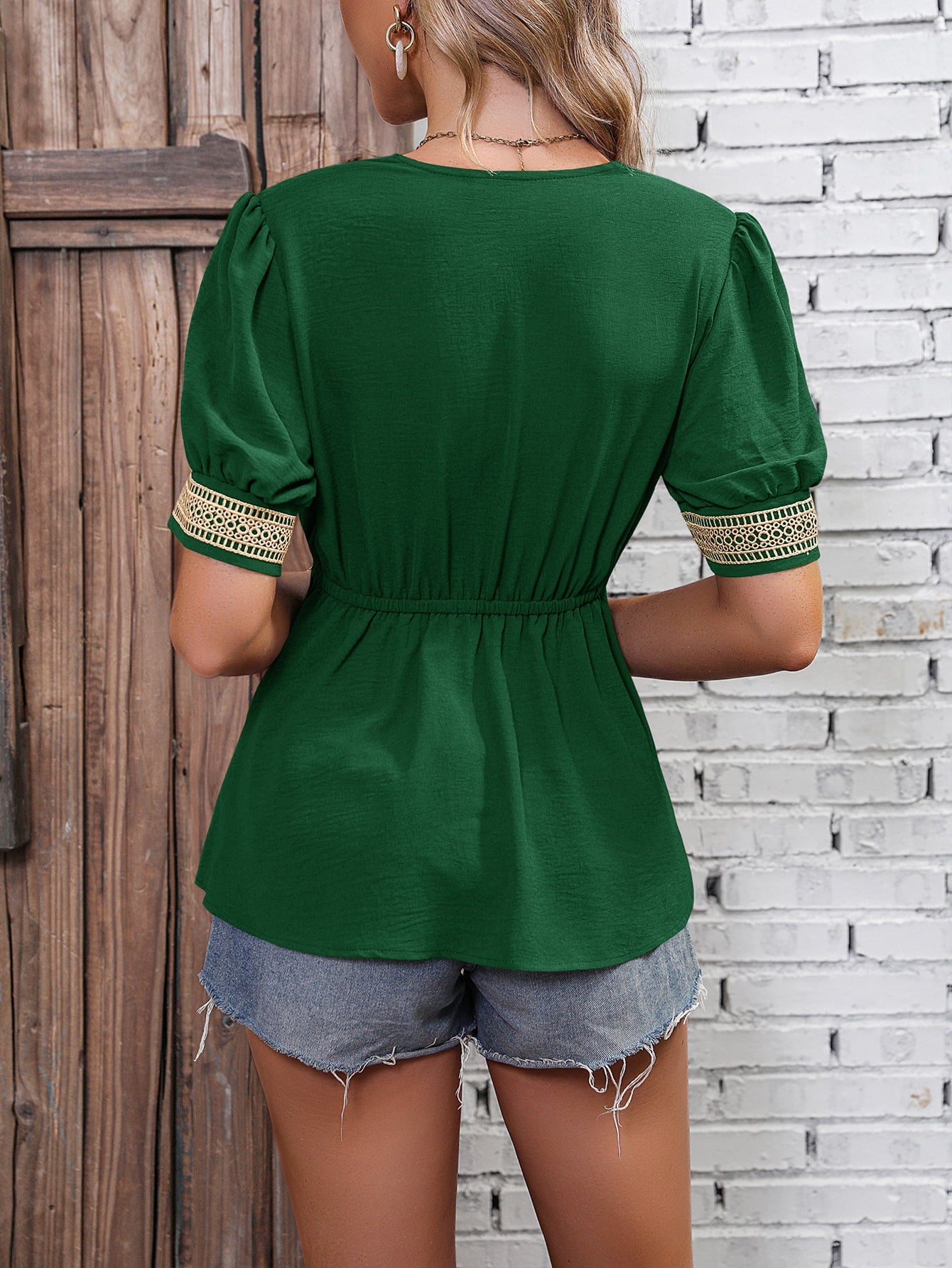 Contrast V-Neck Babydoll Top - MeraKy Vibes