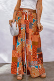 Bohemian Patchwork Drawstring Wide Leg Pants - MeraKy Vibes
