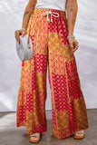 Bohemian Patchwork Drawstring Wide Leg Pants - MeraKy Vibes