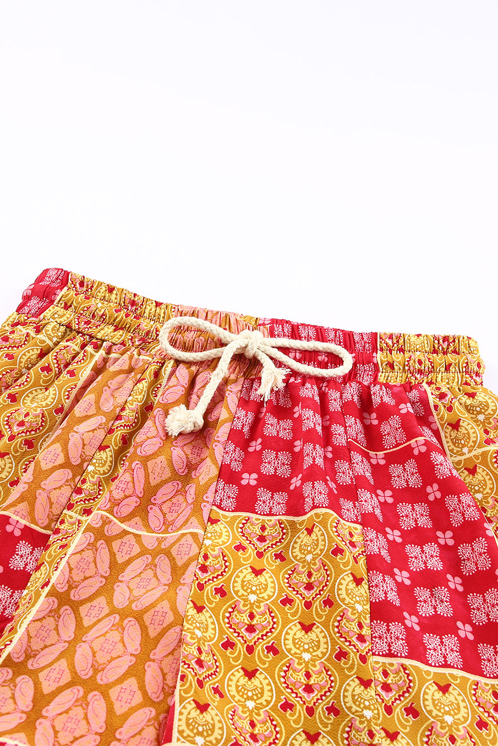 Bohemian Patchwork Drawstring Wide Leg Pants - MeraKy Vibes