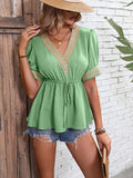 Contrast V-Neck Babydoll Top - MeraKy Vibes